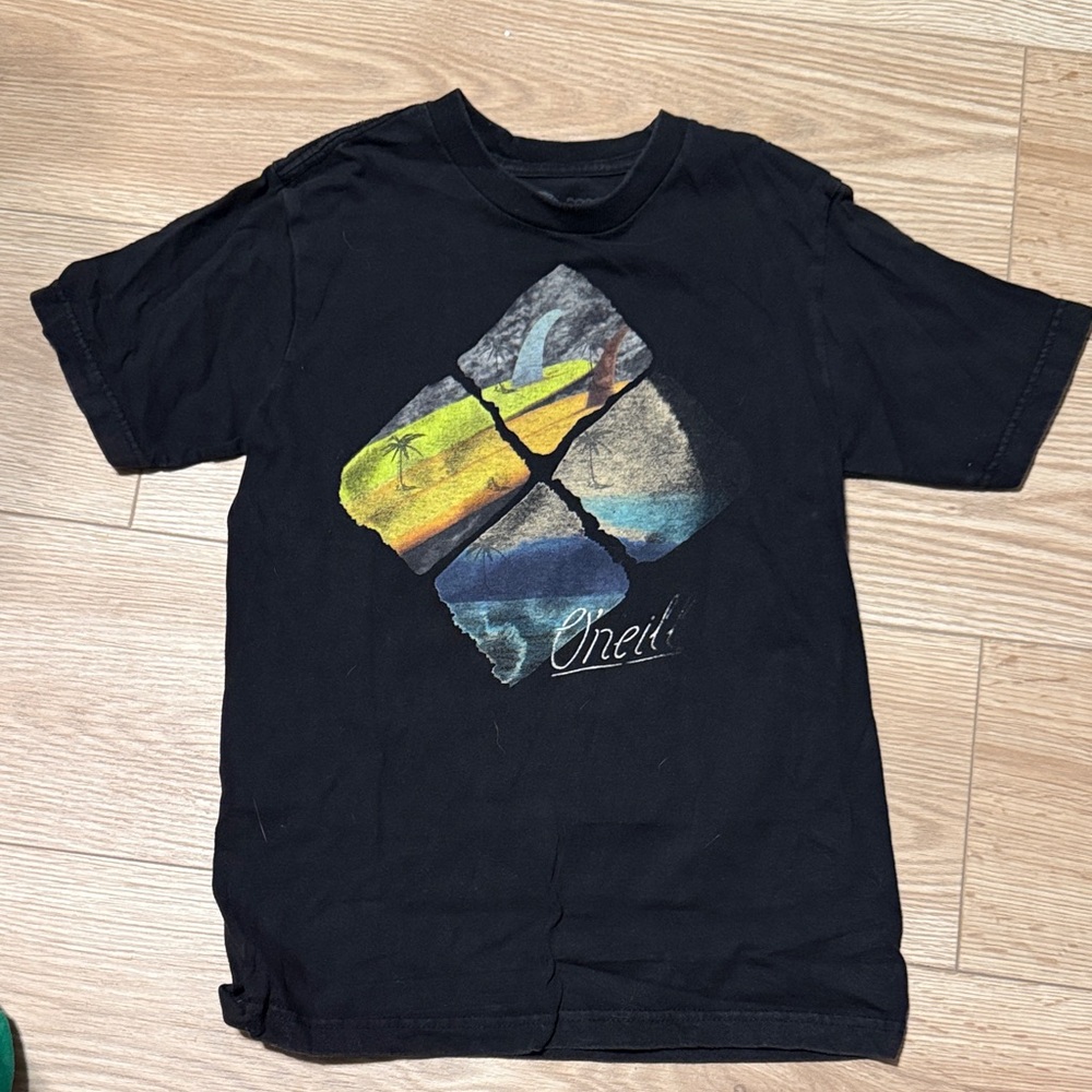 O'Neill Black Boys Tee with Scenic Beach Graphics